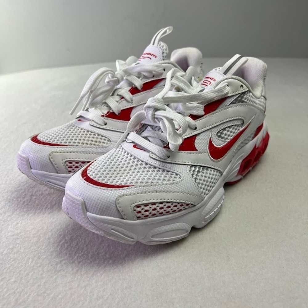 Nike Air Zoom Spiridon Cage 2 Women 6.5 White‎ Red CW3876-101 Mesh Sneaker